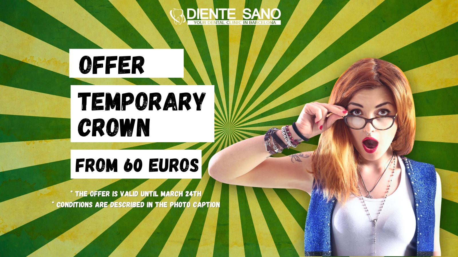 At Diente Sano Dental Clinic in Barcelona, we strive to provide each of our patients with high-quality care and the best solutions for the health and beauty of their smile. Therefore, we are pleased to offer you a special offer for the installation of a temporary crown at a price from 60 euros. This is an excellent opportunity to ensure protection and aesthetics for your tooth while waiting for the permanent crown.