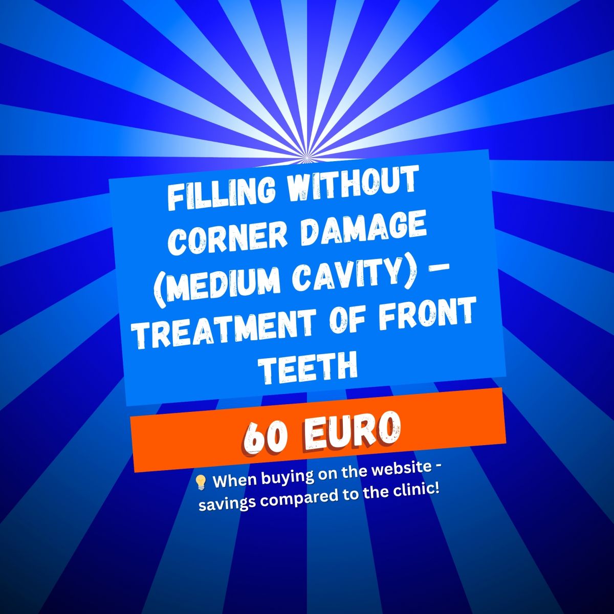 Filling without corner damage (medium cavity) – Treatment of front teeth Filling without corner damage (medium cavity) – Treatment of front teeth