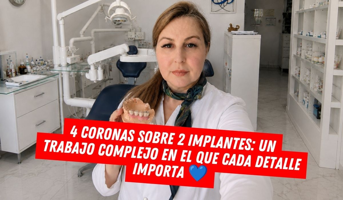 4 coronas sobre 2 implantes: rehabilitación protésica compleja con cresta ósea estrecha